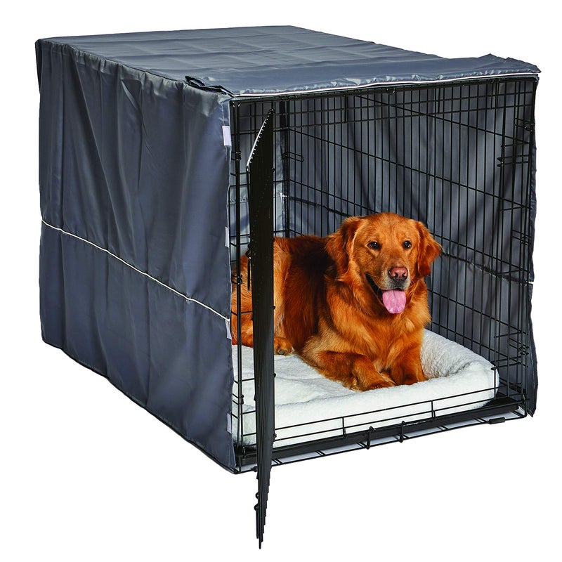 New World Midwest Homes for Pets XL Dog Crate Cover Polyester Privacy Kennel Cover Fits Most 48inch Crates Light Gray Machine Washable Reduces Barking Chewing - Image 2