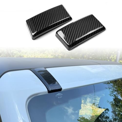 Jogon Real Carbon Fiber Roof Luggage Rack Cover Trim for Ford Bronco Raptor Wildtrak Big Bend Everglades 2021 2022 2023 2024 2025, Front Roof Screw Molding Shell Cap (Glossy CF) - Image 1