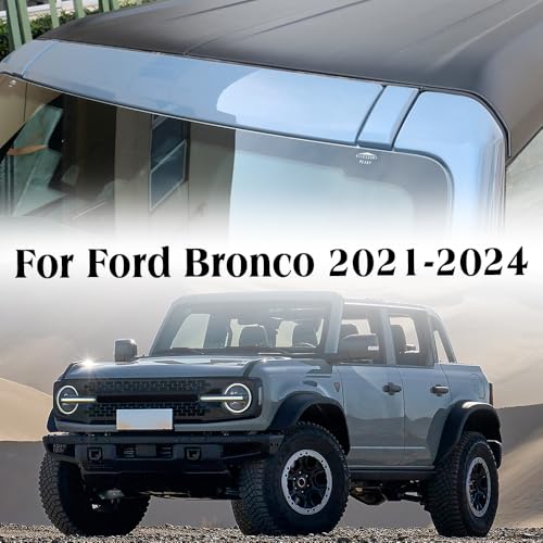 Jogon Real Carbon Fiber Roof Luggage Rack Cover Trim for Ford Bronco Raptor Wildtrak Big Bend Everglades 2021 2022 2023 2024 2025, Front Roof Screw Molding Shell Cap (Glossy CF) - Image 2