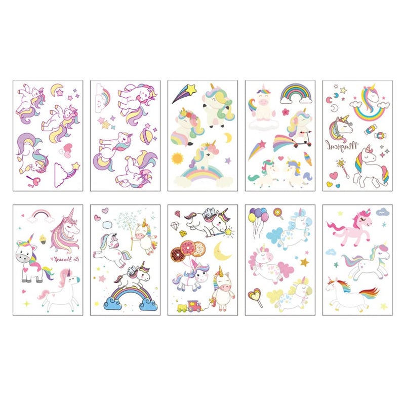 S.A.V.I 10PCS. Unicorn Temporary Tattoo Stickers For Kids, Birthday Party Decorations, Party Supplies, Stickers for Face, Hands, Neck Size 12x7.5CM Multi Color - Image 5