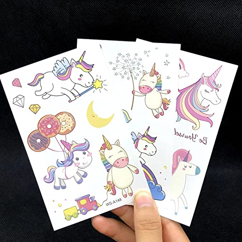 S.A.V.I 10PCS. Unicorn Temporary Tattoo Stickers For Kids, Birthday Party Decorations, Party Supplies, Stickers for Face, Hands, Neck Size 12x7.5CM Multi Color - Image 4