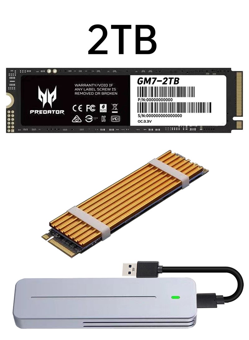 Predator 2TB 7200MB/s SSD PCIe NVMe Gen4 M.2 2280, Internal Solid State Drives,Including M.2 NVMe SSD Enclosure, Heatsink, Disassembly Tools and Installation Instructions - Image 1