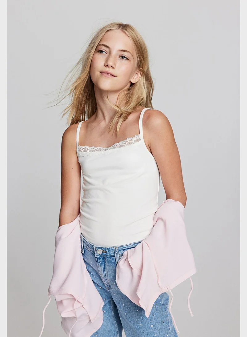 H&M Youth Essential Lace Trimmed Stappy Top