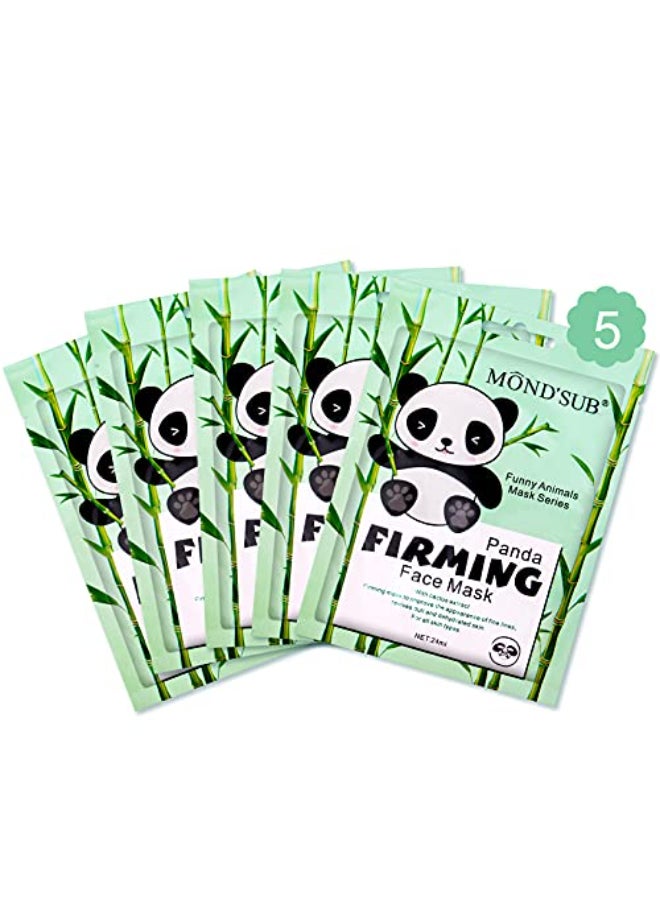 Mond'sub Animal Spa Beauty Mask Character Masks SheetPack of 5 Panda Firming Nourishing Moisturizing Effects For All Skin Types Birthday Party Gift for her Girls Night Spa Night Beauty Gift - Image 1