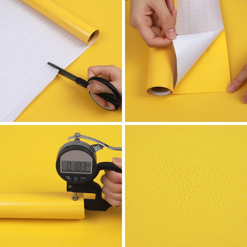 Hode Furniture Sticker Sticky Back Plastic Paper Self Adhesive Wallpaper Glitter Effect Vinyl Film Roll for Walls Doors Tables Yellow 40cmX300cm - Image 2