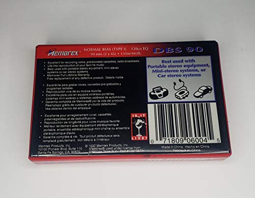 Memorex DBS 90 Single Blank Audio Cassette Tape Vintage - Image 2