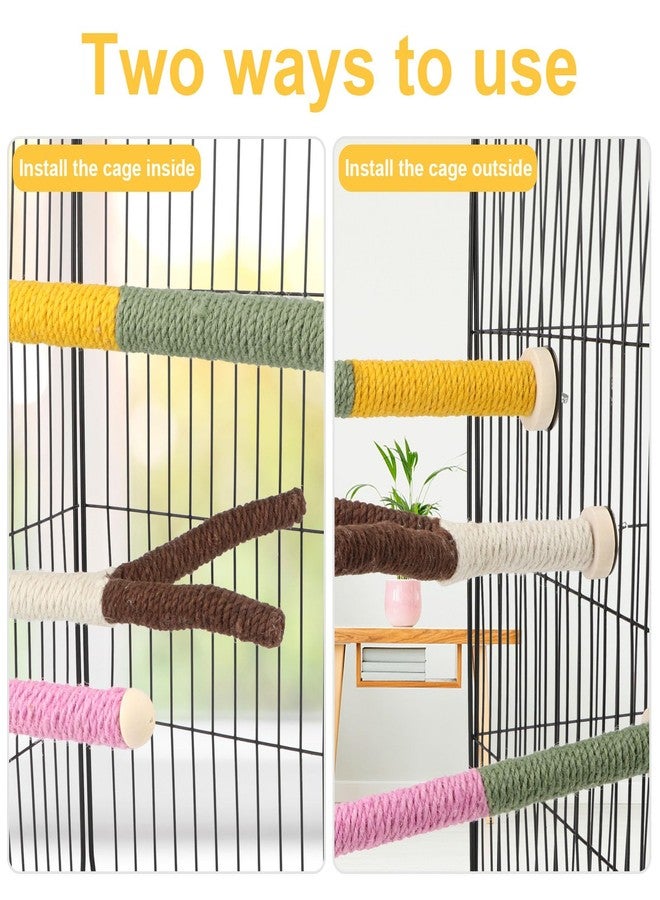 Reshiho 3PCS Bird Parrots Toys Rope Perch, Natural Wood Perches for Cage,Bird Perch with Colorful Chewing Toys for Cockatiels Budgies Parakeets Conures, Metal Nut Installation Accessories - Image 5