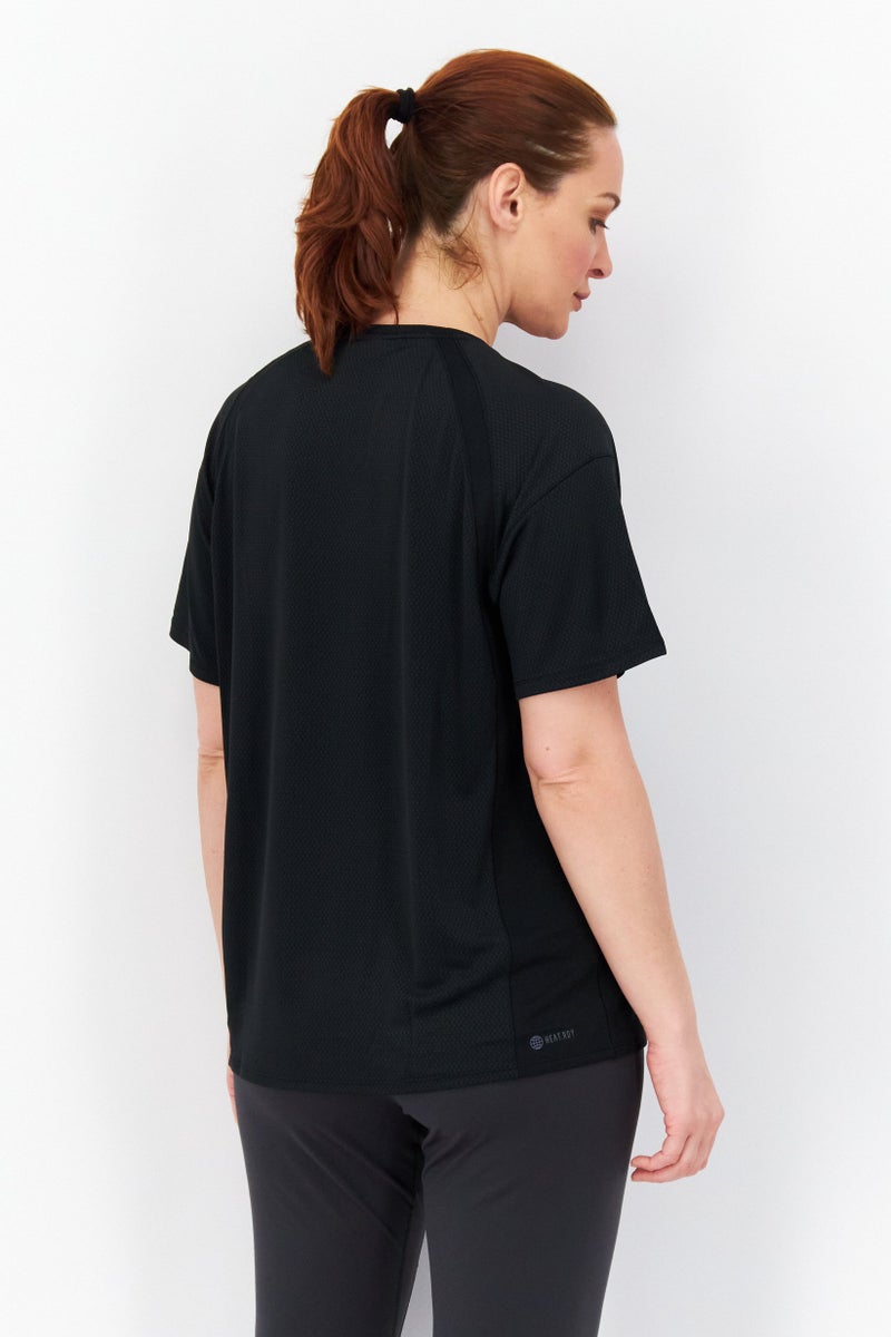 Adidas تي شيرت تدريب قصير الأكمام للنساء، أسود - Image 3