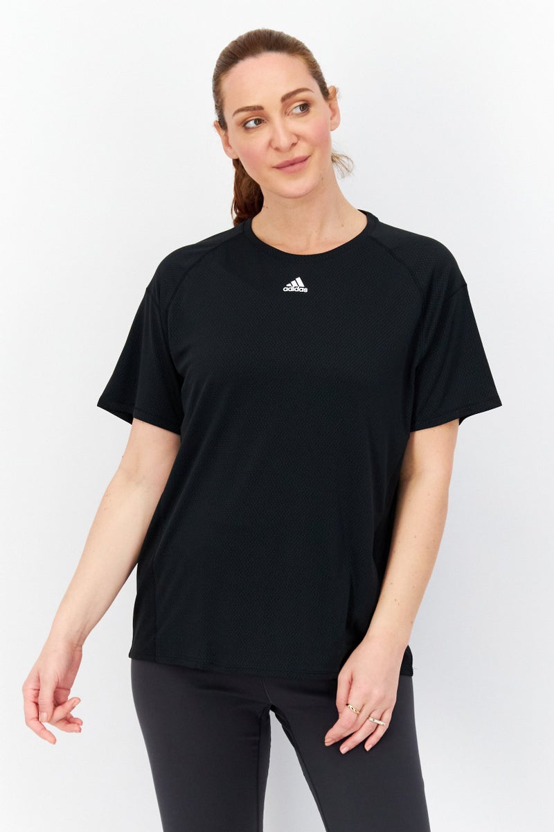 Adidas تي شيرت تدريب قصير الأكمام للنساء، أسود - Image 1