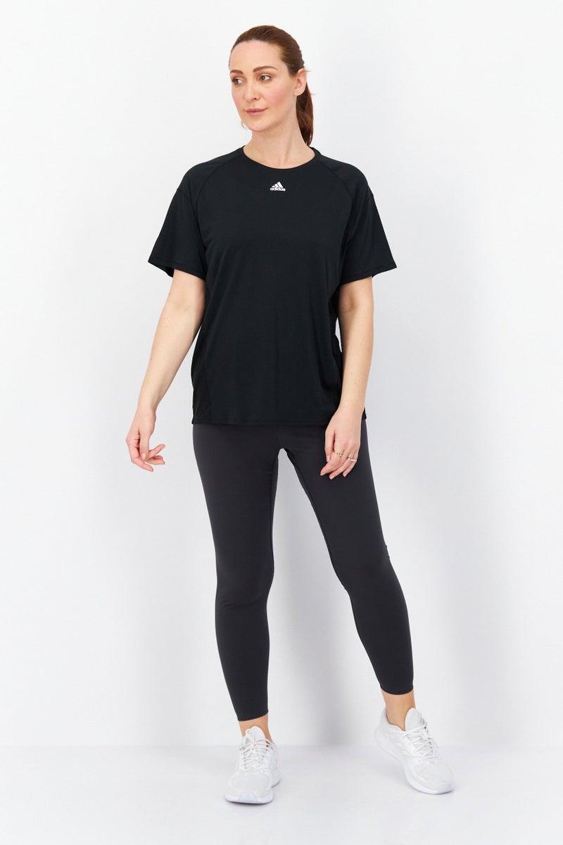 Adidas تي شيرت تدريب قصير الأكمام للنساء، أسود - Image 4