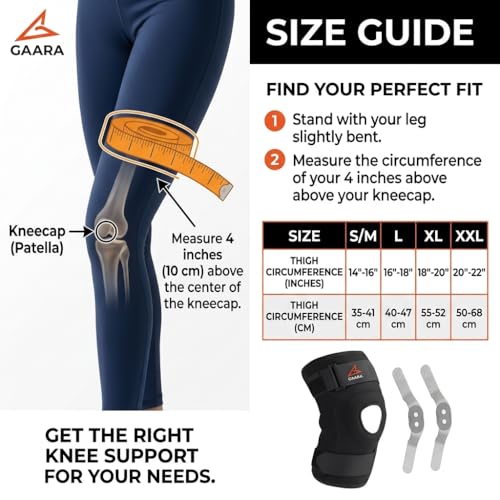GAARA INDIA Hinged Knee Support Brace for Men & Women | Open Patella Knee Support for ACL, MCL, Meniscus Support, Arthritis, Knee Pain Relief & Recovery | 14-22 inch Thigh Size (Pack of 1) - Image 3