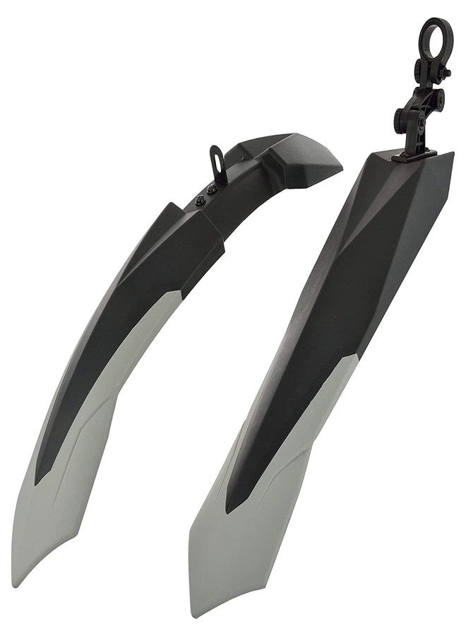 Impetus Cycle Mudguard for 26inch 27inch 29inch Bicycle Fender Dual Colors Clip On Heavy Plastic Material with Metal Clamp Fasteners Select Your Color Combination (Black-Grey) - Image 2