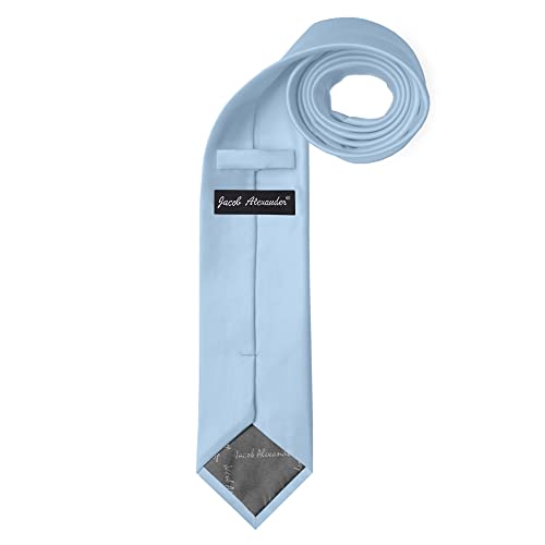 Jacob Alexander Solid Color Men's Regular Tie - Baby Blue - Image 2