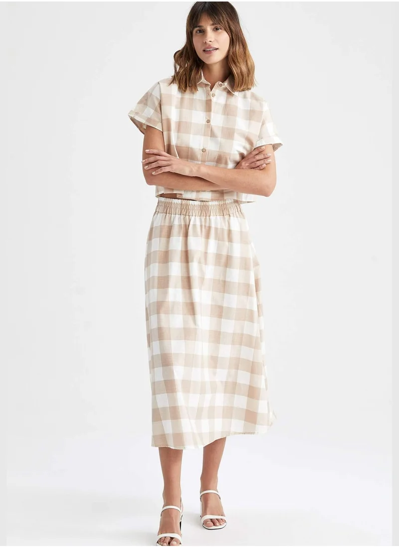 DeFacto A Cut Check Print Maxi Skirt