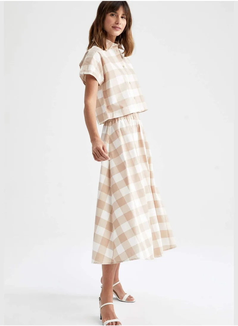DeFacto A Cut Check Print Maxi Skirt