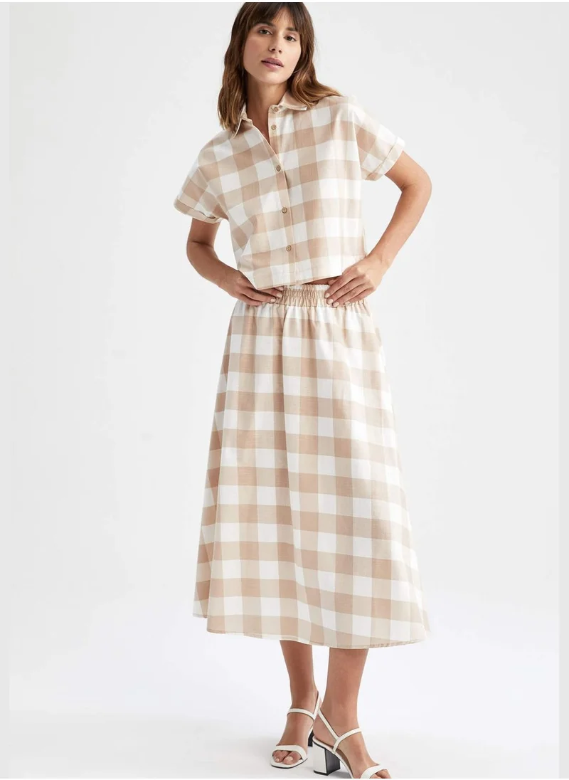 DeFacto A Cut Check Print Maxi Skirt