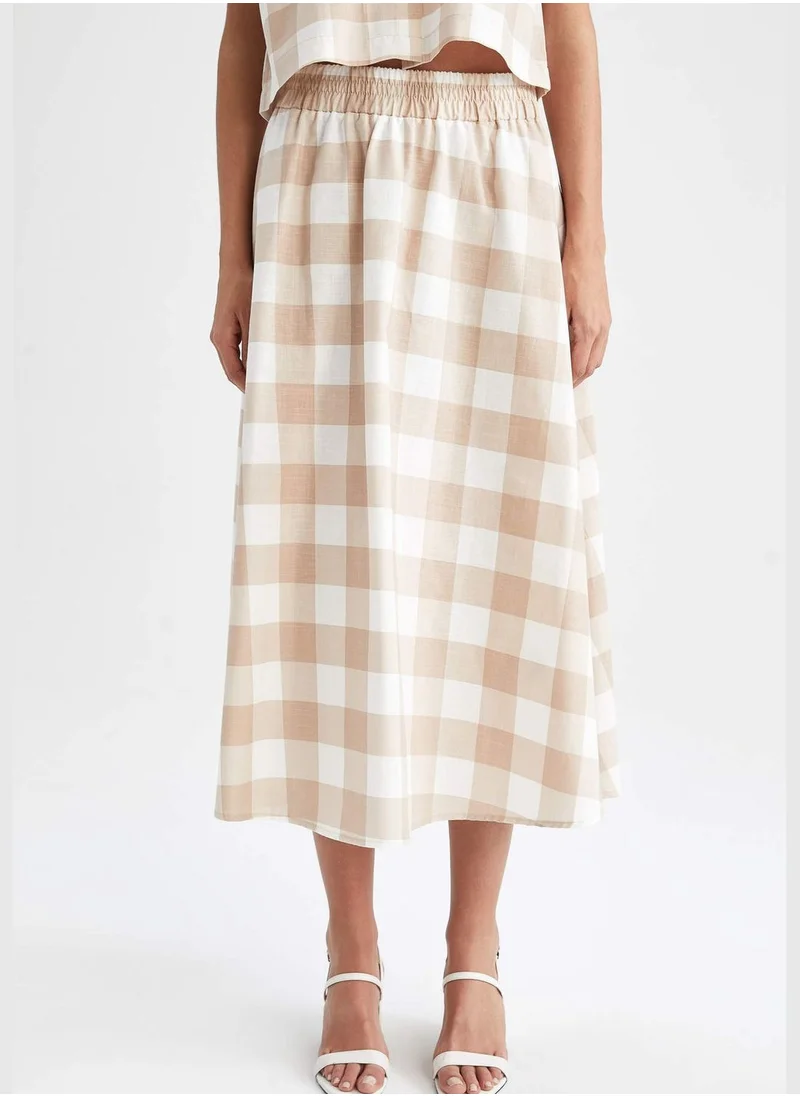 DeFacto A Cut Check Print Maxi Skirt