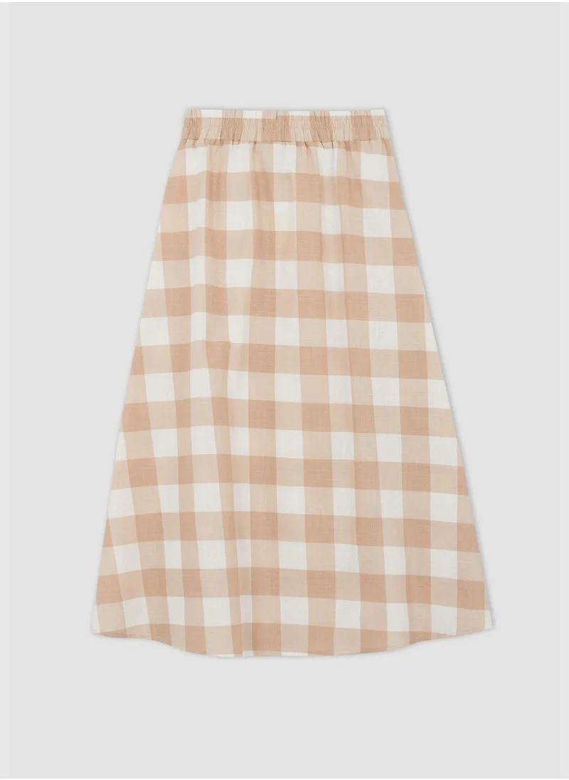 DeFacto A Cut Check Print Maxi Skirt