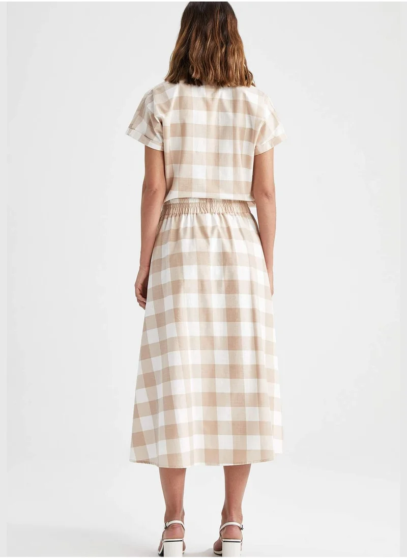 DeFacto A Cut Check Print Maxi Skirt