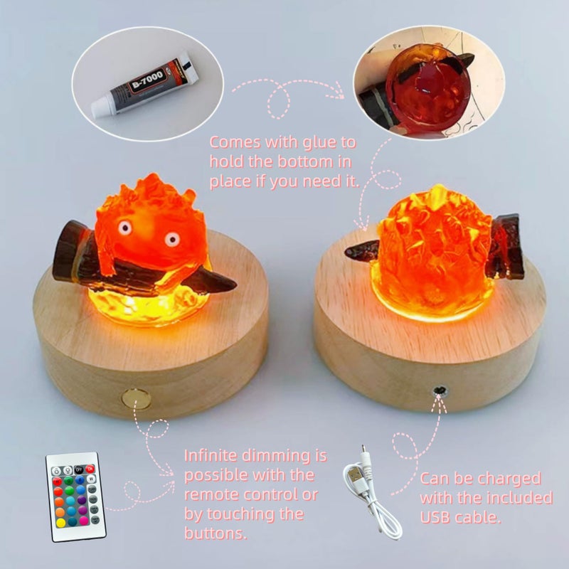 ORALEAF Calcifer Night Light with Remote Control - Multi-Color Adjustable LED Lamp Statue Inspired by Howl's Moving Castle - Image 3