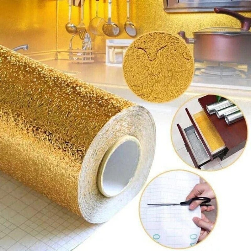 Golden Wavy Marble Pattern Thermal Adhesive Wall Roll, 5m x 60cm - Image 3