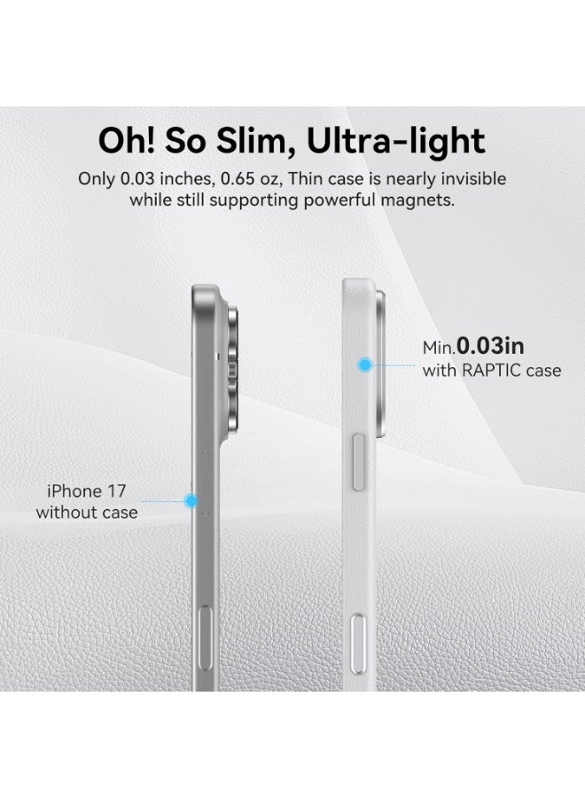 RAPTIC حافظة Urban Nano لجهاز iPhone 17 PRO متوافقة مع MagSafe [زر التحكم في الكاميرا المغطى] غطاء خفيف الوزن للغاية من الجلد الصناعي النباتي [معيار عسكري 2M] مقاوم للخدوش - أبيض - Image 4