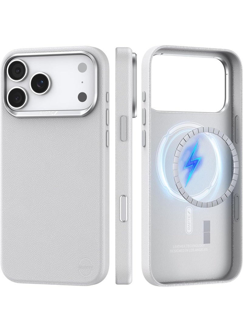 RAPTIC حافظة Urban Nano لجهاز iPhone 17 PRO متوافقة مع MagSafe [زر التحكم في الكاميرا المغطى] غطاء خفيف الوزن للغاية من الجلد الصناعي النباتي [معيار عسكري 2M] مقاوم للخدوش - أبيض - Image 1