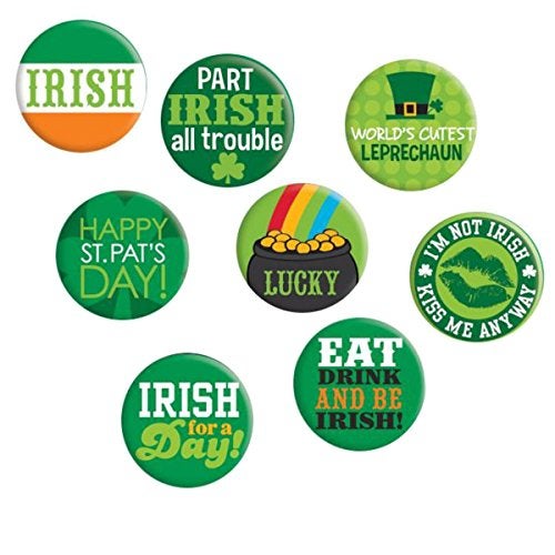 Amscan St. Patrick's Day Assorted Metal Fun Buttons, 8 Ct. | Party Accessory - Image 3