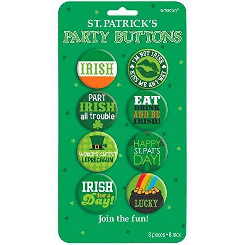 Amscan St. Patrick's Day Assorted Metal Fun Buttons, 8 Ct. | Party Accessory - Image 5