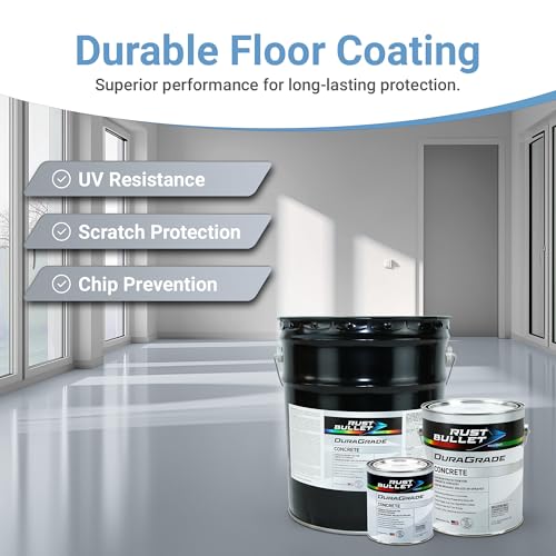 RUST BULLET DuraGrade Concrete - ConcreteGrey - 1 Gallon - High-Performance, Easy-To-Apply Concrete Paint for Garages, Basements, Porches & Patios, No Etching Needed - Image 2