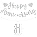 BEISHIDA Silver Happy Anniversary Banner PreStrung Glitter Happy Anniversary BannerNO DIY Silver Glitter Garland Sign for Wedding Party Decorations Decor - Image 4