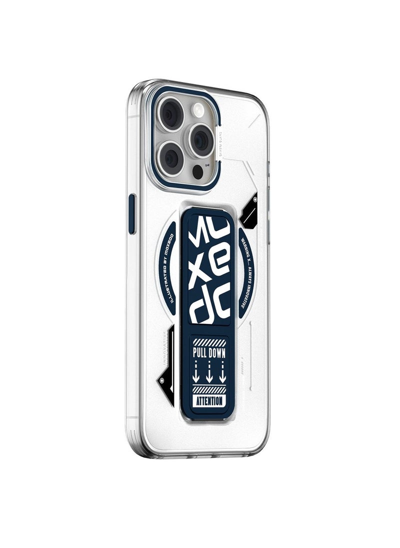 Moxedo - Moxedo Magnetic Protective Case Scratch Resistant Drop Protection with Built-in Extendable Grip Stand Compatible for iPhone 14 Pro 6.1 inch - Blue - Image 1