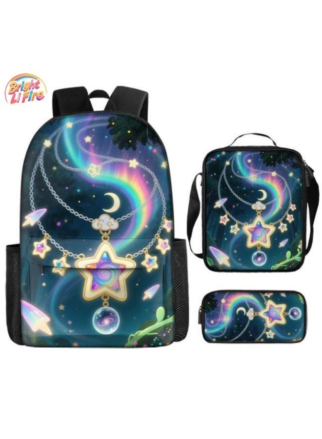 Bright Li Fire Backpacks + handbags + stationery bags | Back-to-school season/festival gifts | Cartoon bag three-piece set, easy to deal with various occasions (available for students, children, friends outings, mountain climbing, school, etc.) - 56 - Image 1