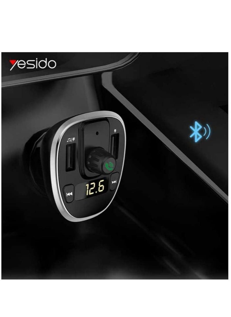 Yesido Premium Car Charger with FM Transmitter and Digital Display Y39 – Dual USB Fast Charging, Bluetooth Connectivity, Hands-Free Calling, RGB Backlit Light, Car Battery Voltage Monitor, Hi-Fi Music Playback, Compatible with iPhone, Android, and More - Image 4