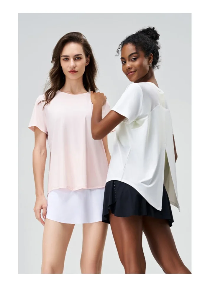 SVL Women's T-shirt with Half Slit Back - Light Yellow - SVL