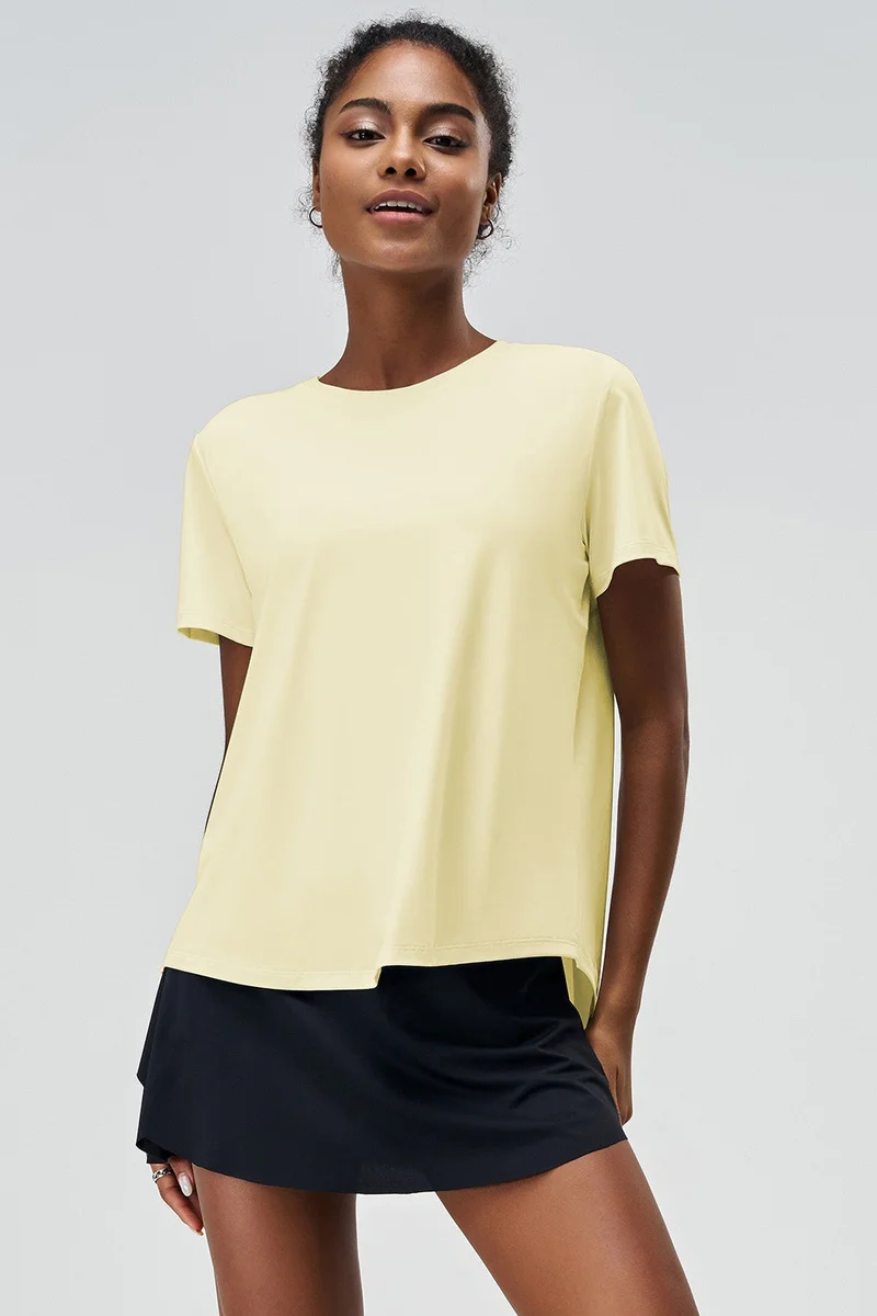 SVL Women's T-shirt with Half Slit Back - Light Yellow - SVL