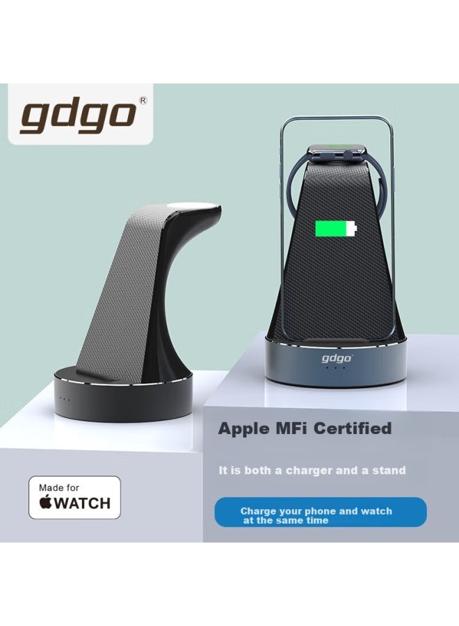 Gdgo Apple Mfi Certified 2-in-1 Wireless Charger For Iphone 16/15/14, Huawei, Samsung, Apple Watch, Qi Certified - Image 1