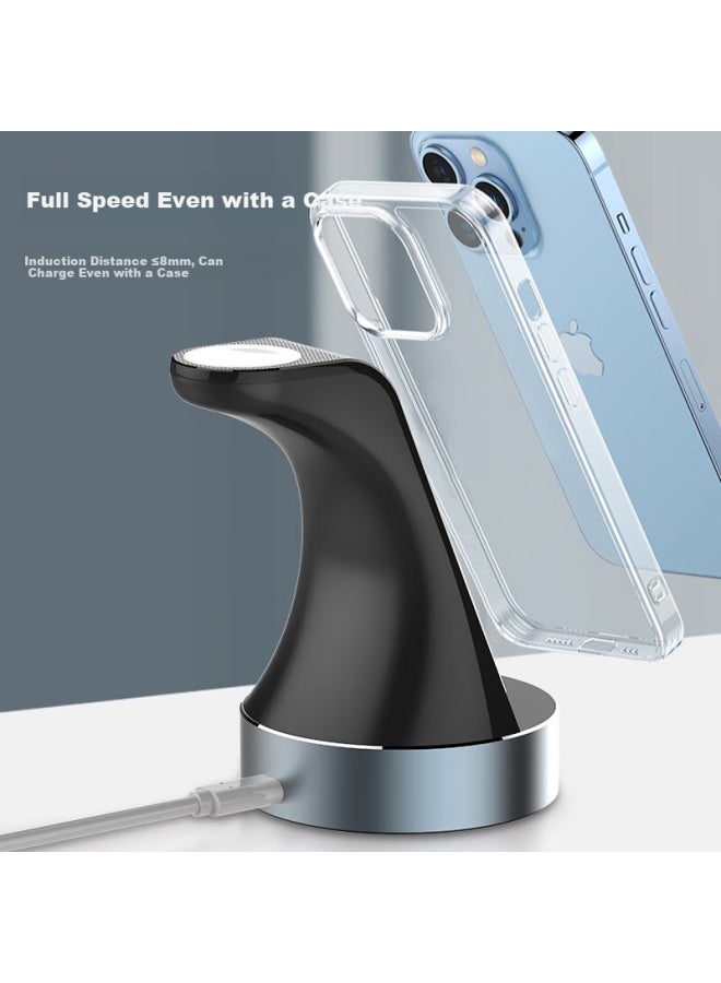Gdgo Apple Mfi Certified 2-in-1 Wireless Charger For Iphone 16/15/14, Huawei, Samsung, Apple Watch, Qi Certified - Image 2