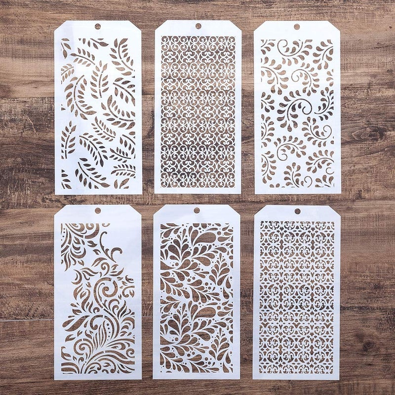 SLGIFT DIY Decorative Stencil Template for Scrapbooking Painting on Wall Furniture CraftsSet of 6 Seamless Leaf