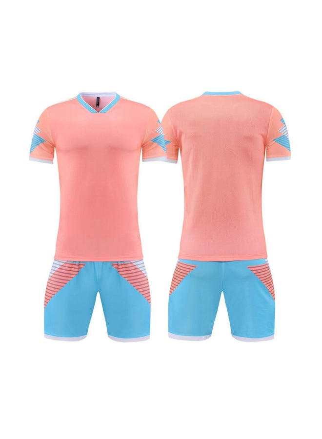 Pink Speed Short-sleeved Football Games Quick-dry Training Team Uniforms Football Uniforms Suit Summer For Boys And Girls