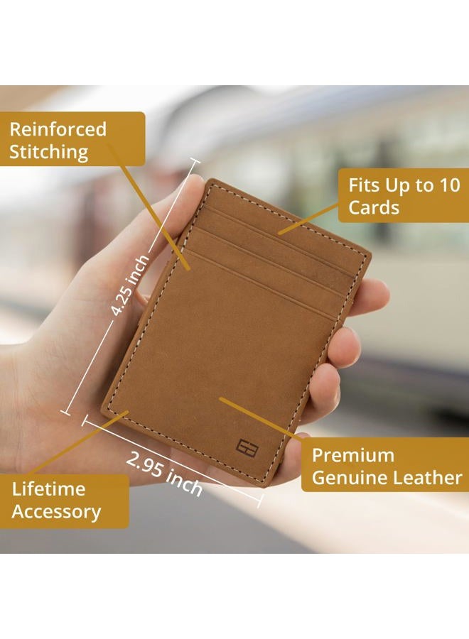 Garzini Magic Wallet, Mens Wallet Leather, ID Card Holder RFID Blocking, Slim Wallet for Men for 10 Cards, Brushed Black - Image 4
