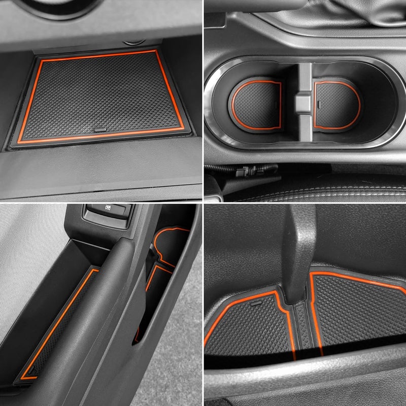 MOCHENT Cup Holder Inserts for Subaru Crosstrek Accessories 2023 2022 2021 2020 2019 2018, for Subaru Impreza 2017-2023 Center Console Mat Non-Slip Door Pocket Liners (15pc, Orange) - Image 2