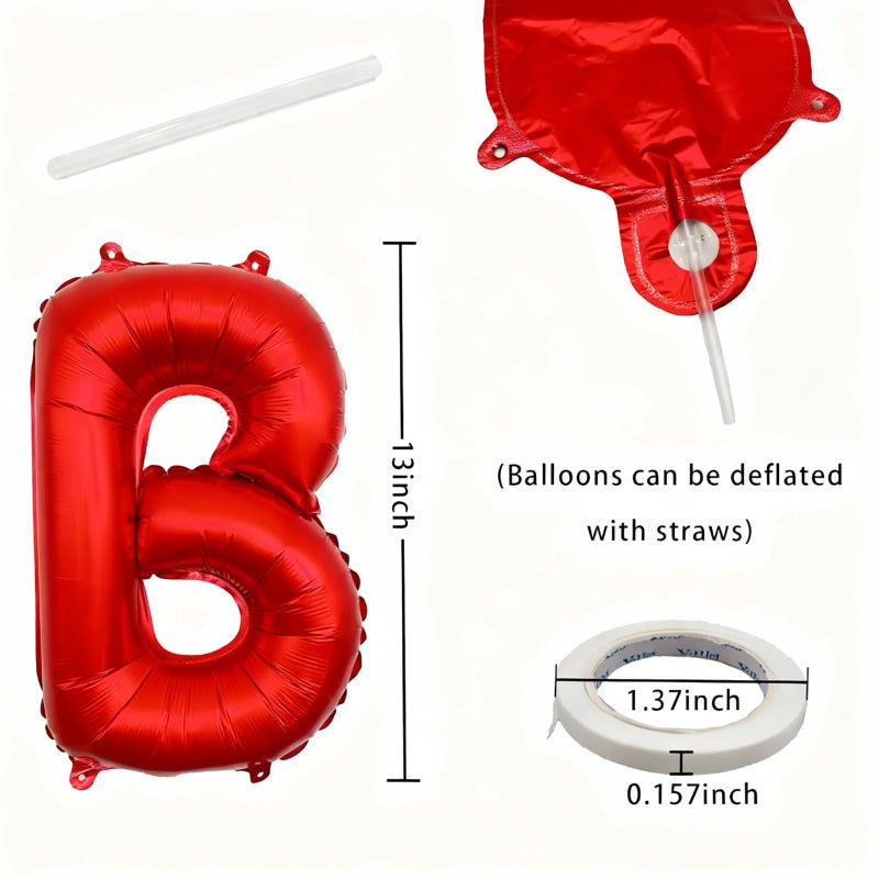 K.E.J. Red Happy Birthday Balloon Banner -16 Inch Mylar Foil Letters Balloons, Reusable Birthday Decorations and Party Supplies, Suitable for Men and Women's Birthday Decorationsï¼ŒParty Backdrop - Image 2