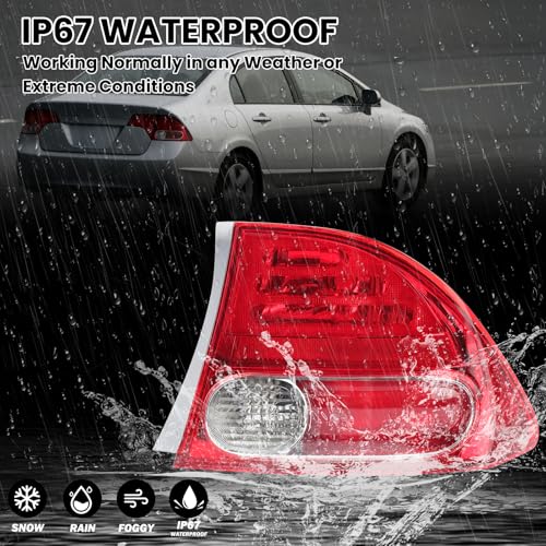 Clidr Tail Light Lens for 2006 2007 2008 Honda Civic 4-Door Sedan/Hybrid Passenger Side HO2801165 33501-SNA-A02 (Right) - Image 3