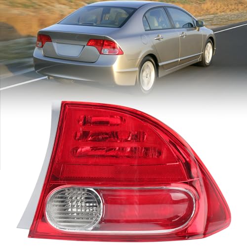 Clidr Tail Light Lens for 2006 2007 2008 Honda Civic 4-Door Sedan/Hybrid Passenger Side HO2801165 33501-SNA-A02 (Right) - Image 1