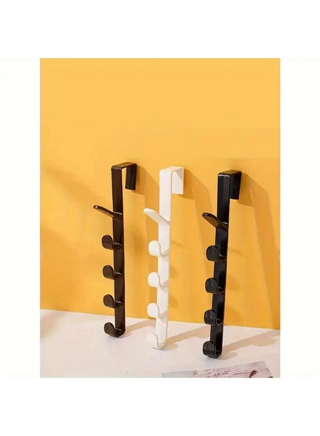 منظم الحائط الأسود والأبيض بخمسة خطاطيف لتوفير المساحة للتخزين في المنزل والمكتب - Image 2