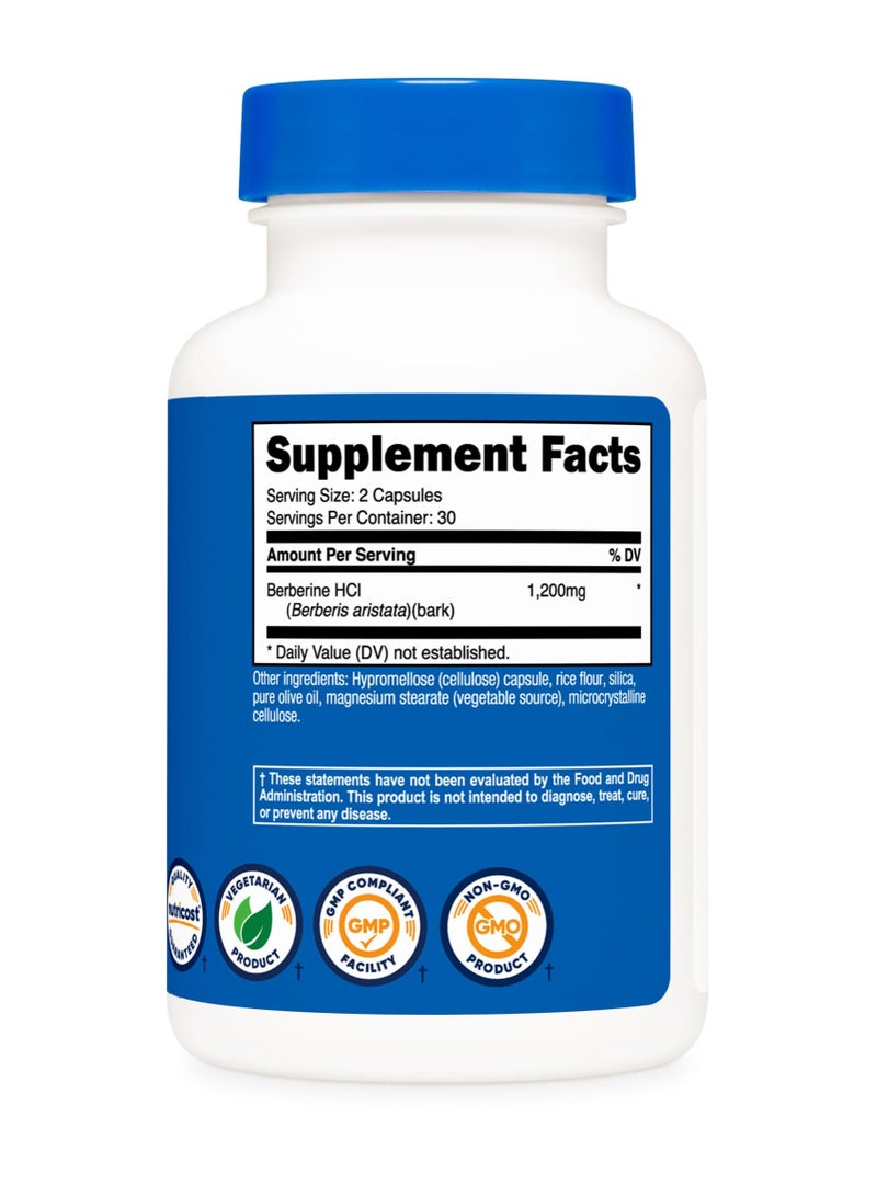 Nutricost Berberine as Berberine HCl 1200 mg Berberine HCl Per Serving, 60 Capsules, 30 Servings, Dietary Supplement  - Image 3