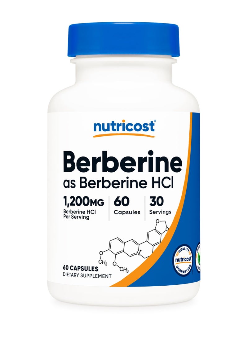 Nutricost Berberine as Berberine HCl 1200 mg Berberine HCl Per Serving, 60 Capsules, 30 Servings, Dietary Supplement  - Image 1