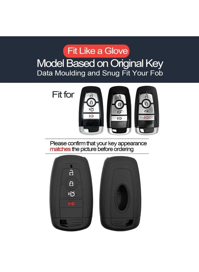 INFIPAR 2pcs Compatible with Ford Mustang Edge Expedition Explorer F-150 Lightning Ranger Bronco Escape Maverick Transit Connect Fusion Smart 4 Buttons Key Fob Cover Case Key Chain Protector Holder - Image 2
