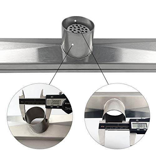 Neodrain Chrome 24-Inch Linear Shower Drain with Removable Quadrato Pattern Grate, Polished 304 Stainless Steel Rectangular Shower Floor Drain,with Leveling Feet, Hair Strainer - Image 5